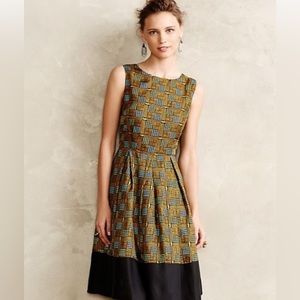 Anthropologie Brown and Black Patterned Dress